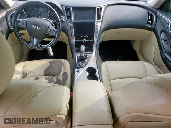2014 Infiniti Q50 Premium with VIN JN1BV7AP6EM676258, listed as a Copart auction lot 63979615 with 191,948 mi miles and Salvage title. Bid and sale history available at DreamBid. Image 8.