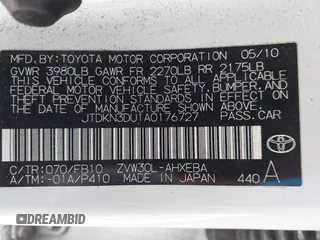 2010 Toyota Prius II z VIN JTDKN3DU1A0176727, wystawiony jako IAAI lot #42419691 z przebiegiem 158 581 mil mil oraz . Historia ofert i sprzedaży dostępna na DreamBid. Obrazek 9.
