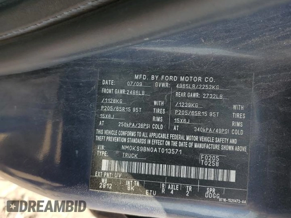 2010 Ford Transit Connect XLT z VIN NM0KS9BN0AT013571, wystawiony jako Copart lot #61586365 z przebiegiem 141 821 mil mil oraz Szkoda całkowita • Salvage title. Historia ofert i sprzedaży dostępna na DreamBid. Obrazek 12.