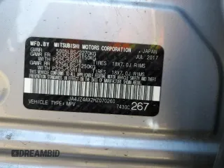2017 Mitsubishi Outlander GT with VIN JA4JZ4AX2HZ070260, listed as a Copart auction lot 52376015 with 55,405 mi miles and Salvage title. Bid and sale history available at DreamBid. Image 12.