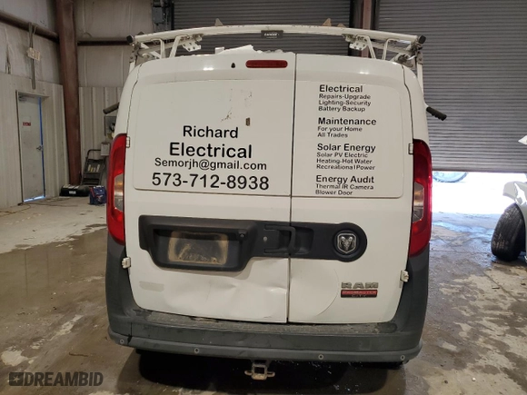 2016 Ram ProMaster City Cargo Van Tradesman SLT with VIN ZFBERFBTXG6B92160, listed as a Copart auction lot 46147085 with 97,622 mi miles and Salvage Title. Bid and sale history available at carsss.com. Image 6.