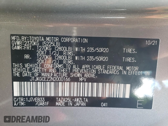 2022 Lexus NX with VIN JTJKGCEZ2N2000166, listed as a Copart auction lot 48942503 with 8,564 mi miles. Bid and sale history available at carsss.com. Image 13.