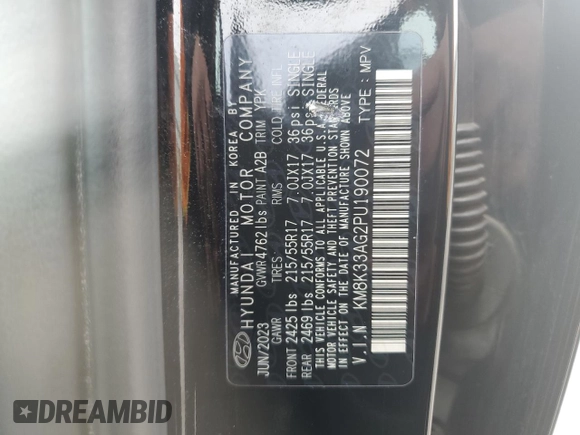 2023 Hyundai Kona SEL with VIN KM8K33AG2PU190072, listed as a Copart auction lot 53202605 with 30,276 mi miles and Salvage Title. Bid and sale history available at carsss.com. Image 12.