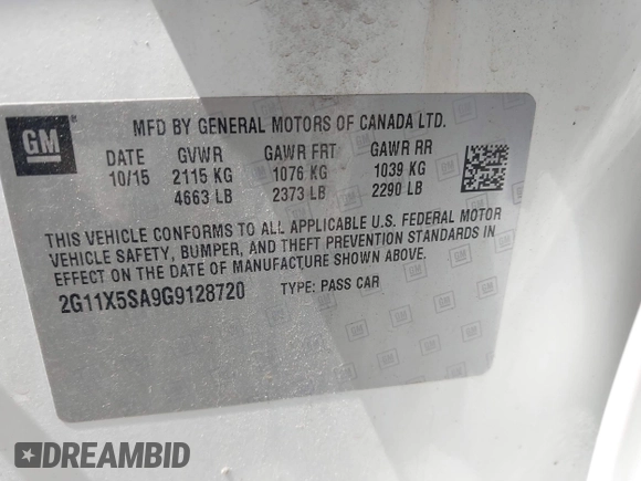 2016 Chevrolet Impala LS with VIN 2G11X5SA9G9128720, listed as a IAAI auction lot 42792924 with 133,697 mi miles and . Bid and sale history available at DreamBid. Image 9.