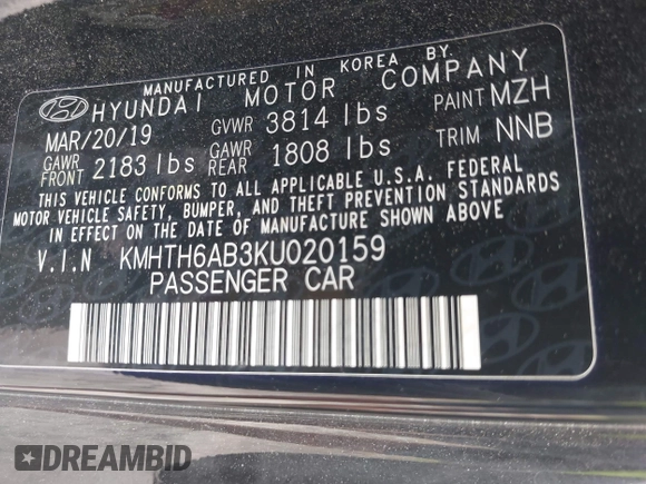 2019 Hyundai Veloster Turbo z VIN KMHTH6AB3KU020159, wystawiony jako IAAI lot #41954737 z przebiegiem 152 070 mil mil oraz . Historia ofert i sprzedaży dostępna na DreamBid. Obrazek 9.