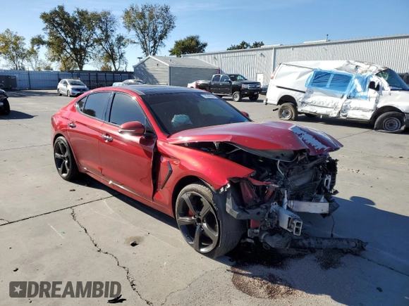 2019 Genesis G70 Dynamic with VIN KMTG34LE7KU015581, listed as a Copart auction lot 79349084 with 32,338 mi miles and Salvage Title. Bid and sale history available at DreamBid. Image 4.