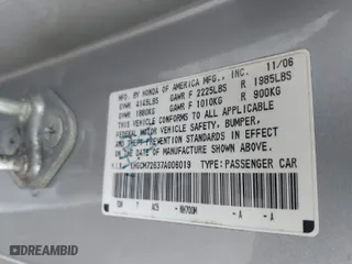 2007 Honda Accord Cpe EX-L with VIN 1HGCM72637A006019, listed as a IAAI auction lot 39792626 with 166,683 mi miles. Bid and sale history available at carsss.com. Image 9.