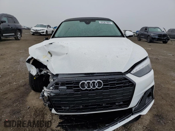 2023 Audi A5 Sportback Premium Plus with VIN WAUCBCF56PA018015, listed as a Copart auction lot 44387803 with 2,830 mi miles. Bid and sale history available at carsss.com. Image 5.