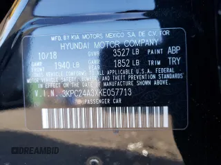 2019 Hyundai Accent SE with VIN 3KPC24A3XKE057713, listed as a Copart auction lot 75178533 with 116,050 mi miles. Bid and sale history available at carsss.com. Image 14.