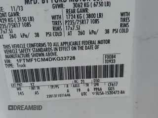 2013 Ford F-150 XL с VIN 1FTMF1CM4DKG33728, выставлен на аукционе Copart как лот 64748875 с пробегом 61 417 миль миль и Списание • Salvage title. История ставок и продаж доступна на DreamBid. Изображение 13.