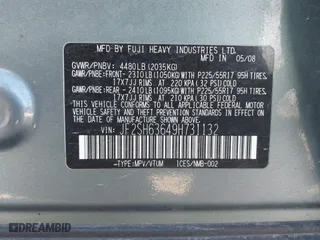 2009 Subaru Forester (Natl) X w/Premium Pkg with VIN JF2SH63649H731132, listed as a IAAI auction lot 42025359 with 124,374 mi miles. Bid and sale history available at carsss.com. Image 9.
