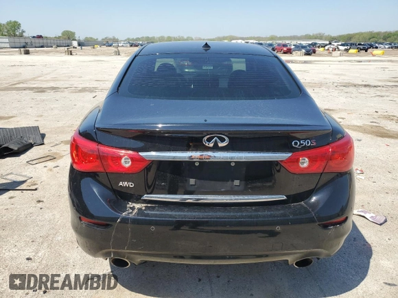 2014 Infiniti Q50 Premium with VIN JN1BV7AR8EM686789, listed as a Copart auction lot 53973905 with 130,695 mi miles and Salvage title. Bid and sale history available at DreamBid. Image 6.