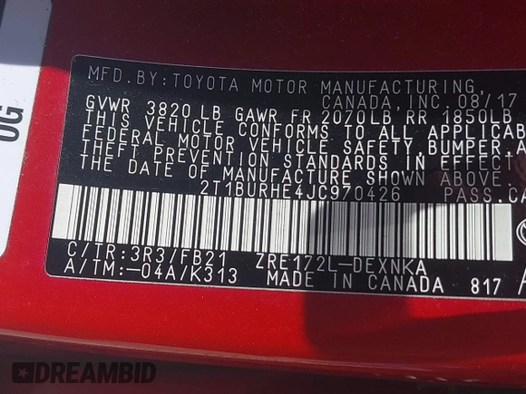 2018 Toyota Corolla L с VIN 2T1BURHE4JC970426, выставлен на аукционе IAAI как лот 42582364 с пробегом 102 944 миль миль и . История ставок и продаж доступна на DreamBid. Изображение 9.