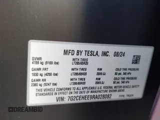 2024 Tesla Cybertruck Cyberbeast z VIN 7G2CEHEE9RA028082, wystawiony jako Copart lot #83783394 z przebiegiem 365 mil mil oraz Szkody całkowita. Historia ofert i sprzedaży dostępna na DreamBid. Obrazek 12.
