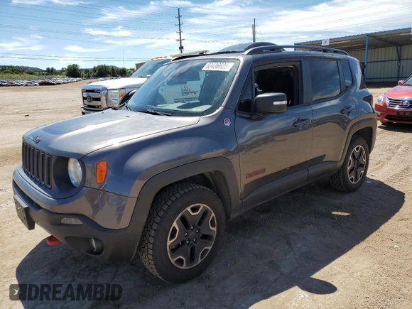 2016 Jeep Renegade Trailhawk z VIN ZACCJBCT2GPC65342, wystawiony jako Copart lot #63436625 z przebiegiem 62 546 mil mil oraz Czysty tytuł • Clean title. Historia ofert i sprzedaży dostępna na DreamBid. Obrazek 1.