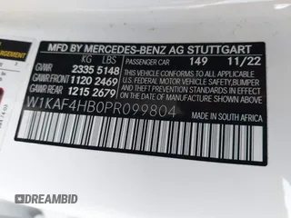 2023 Mercedes-Benz C 300 with VIN W1KAF4HB0PR099804, listed as a IAAI auction lot 42030429 with 35,588 mi miles and . Bid and sale history available at DreamBid. Image 9.