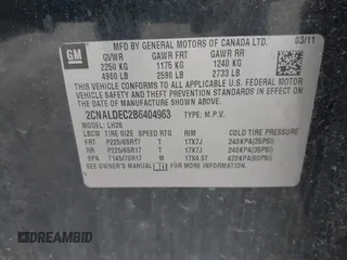 2011 Chevrolet Equinox LT w/1LT with VIN 2CNALDEC2B6404963, listed as a IAAI auction lot 42048578 with 109,486 mi miles. Bid and sale history available at carsss.com. Image 9.