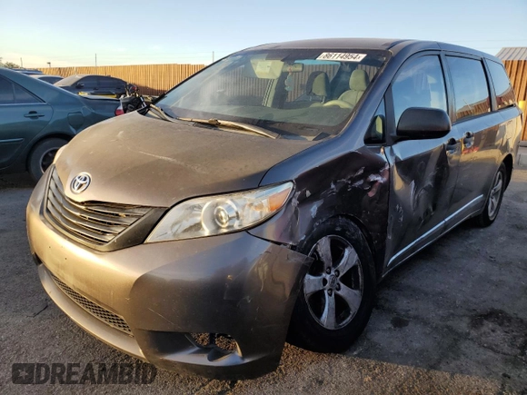 2012 Toyota Sienna with VIN 5TDZK3DC5CS276747, listed as a Copart auction lot 86114954 with 0 mi miles and Salvage Title. Bid and sale history available at carsss.com. Image 1.