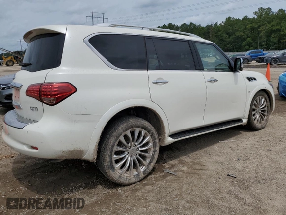 2017 Infiniti QX80 with VIN JN8AZ2NF1H9646579, listed as a Copart auction lot 58546715 with 80,244 mi miles and Salvage title. Bid and sale history available at DreamBid. Image 3.
