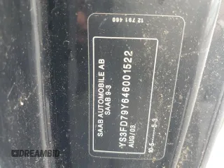 2004 Saab 9-3 Arc z VIN YS3FD79Y646001522, wystawiony jako Copart lot #66567804 z przebiegiem Nie podano mil oraz Nie do naprawy • Non repairable. Historia ofert i sprzedaży dostępna na DreamBid. Obrazek 12.