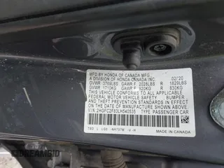 2020 Honda Civic Sedan Sport with VIN 2HGFC2F83LH540535, listed as a IAAI auction lot 41730827 with 80,648 mi miles. Bid and sale history available at carsss.com. Image 9.