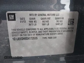 2013 Chevrolet Sonic LTZ z VIN 1G1JE6SH8D4172635, wystawiony jako IAAI lot #42279142 z przebiegiem 140 771 mil mil oraz . Historia ofert i sprzedaży dostępna na DreamBid. Obrazek 9.