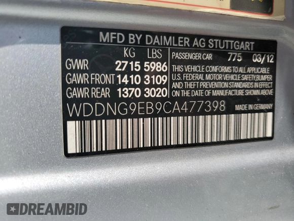 2012 Mercedes-Benz S 550 z VIN WDDNG9EB9CA477398, wystawiony jako Copart lot #58166975 z przebiegiem 98 763 mil mil oraz Szkoda całkowita • Salvage title. Historia ofert i sprzedaży dostępna na DreamBid. Obrazek 12.