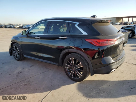 2021 Infiniti QX50 LUXE with VIN 3PCAJ5BA6MF124690, listed as a Copart auction lot 49030405 with 43,597 mi miles and Salvage Title. Bid and sale history available at carsss.com. Image 2.