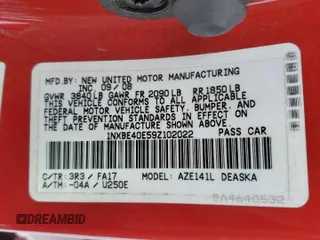 2009 Toyota Corolla XRS with VIN 1NXBE40E59Z102022, listed as a Copart auction lot 45042115 with 92,626 mi miles and Salvage Title. Bid and sale history available at carsss.com. Image 12.