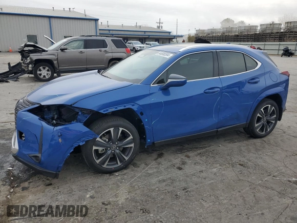 2025 Lexus UX with VIN JTHUCJDH7S2004454, listed as a Copart auction lot 84698594 with 9,684 mi miles and Salvage Title. Bid and sale history available at carsss.com. Image 1.