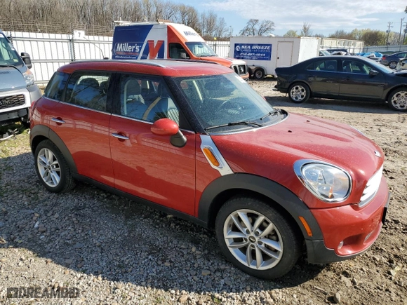 2013 MINI Cooper Countryman with VIN WMWZB3C50DWM09576, listed as a Copart auction lot 50203695 with 72,495 mi miles and Salvage Title. Bid and sale history available at carsss.com. Image 4.