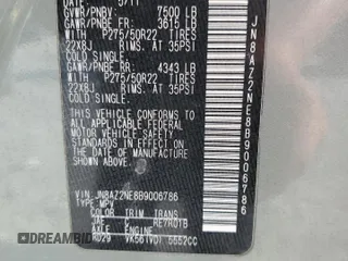 2011 Infiniti QX56 7-passenger with VIN JN8AZ2NE8B9006786, listed as a Copart auction lot 74598254 with 164,074 mi miles and Salvage Title. Bid and sale history available at carsss.com. Image 13.