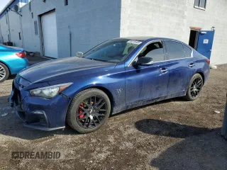 2020 Infiniti Q50 Red Sport 400 with VIN JN1FV7AR6LM660075, listed as a Copart auction lot 48220405 with 56,282 mi miles and Salvage Title. Bid and sale history available at carsss.com. Image 1.