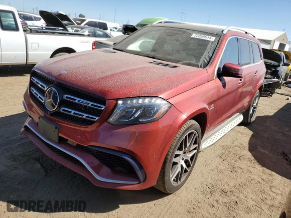 2017 Mercedes-Benz GLS with VIN 4JGDF7FE5HA747039, listed as a Copart auction lot 72268614 with 35,573 mi miles and Salvage Title. Bid and sale history available at carsss.com. Image 1.