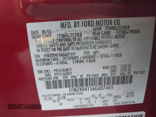 2006 Ford Freestyle SE z VIN 1FMZK04156GA07445, wystawiony jako IAAI lot #42450927 z przebiegiem 139 521 mil mil oraz . Historia ofert i sprzedaży dostępna na DreamBid. Obrazek 9.