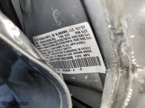 2007 Honda Pilot EX-L with VIN 5FNYF28517B024896, listed as a Copart auction lot 43929425 with 110,273 mi miles and Salvage Title. Bid and sale history available at carsss.com. Image 15.