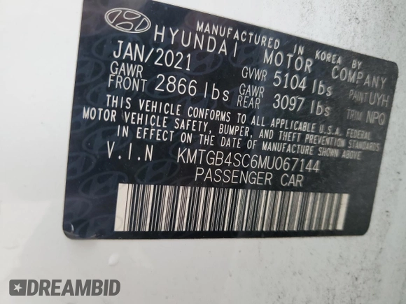 2021 Genesis G80 2.5T z VIN KMTGB4SC6MU067144, wystawiony jako Copart lot #51370875 z przebiegiem Nie podano mil oraz Szkoda całkowita • Salvage title. Historia ofert i sprzedaży dostępna na DreamBid. Obrazek 12.