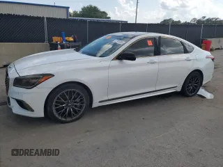 2018 Genesis G80 Sport z VIN KMHGN4JB7JU243284, wystawiony jako Copart lot #57919065 z przebiegiem 87 851 mil mil oraz Tytuł czysty. Historia ofert i sprzedaży dostępna na DreamBid. Obrazek 1.
