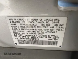2005 Acura MDX with VIN 2HNYD18265H557625, listed as a IAAI auction lot 41898001 with 192,544 mi miles. Bid and sale history available at carsss.com. Image 9.