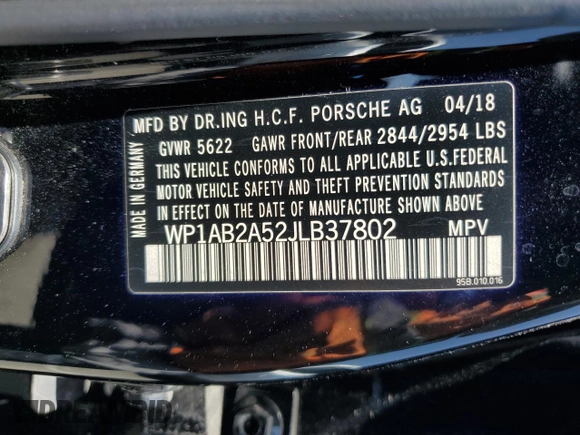 2018 Porsche Macan S with VIN WP1AB2A52JLB37802, listed as a Copart auction lot 62017455 with 79,489 mi miles and Salvage title. Bid and sale history available at DreamBid. Image 13.