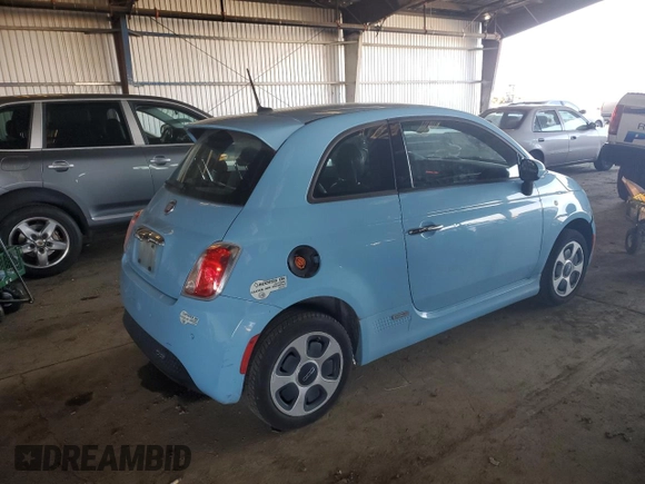 2015 FIAT 500e with VIN 3C3CFFGE8FT749824, listed as a Copart auction lot 85192464 with 59,344 mi miles and Salvage Title. Bid and sale history available at carsss.com. Image 3.