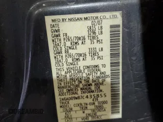 2007 Nissan Frontier SE with VIN 1N6AD09W87C435855, listed as a Copart auction lot 53328625 with 118,209 mi miles and Salvage Title. Bid and sale history available at carsss.com. Image 12.
