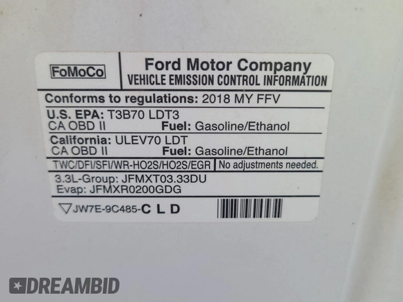 2018 Ford F-150 XL with VIN 1FTMF1EB9JKD38518, listed as a IAAI auction lot 42730627 with 205,804 mi miles and . Bid and sale history available at DreamBid. Image 18.