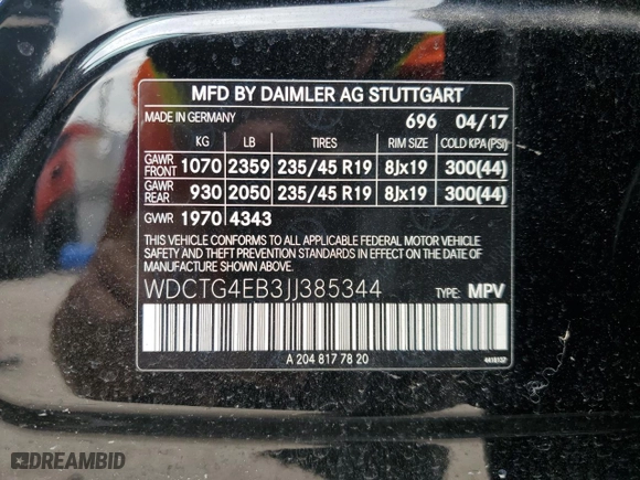 2018 Mercedes-Benz GLA with VIN WDCTG4EB3JJ385344, listed as a Copart auction lot 44892275 with 83,785 mi miles and Salvage Title. Bid and sale history available at carsss.com. Image 13.