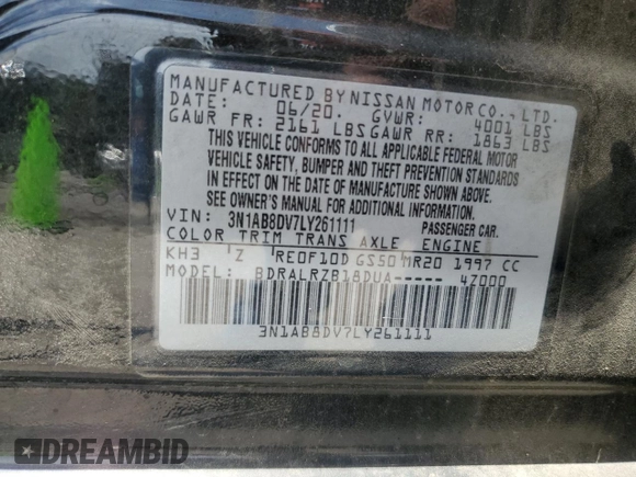 2020 Nissan Sentra SR z VIN 3N1AB8DV7LY261111, wystawiony jako Copart lot #58162475 z przebiegiem 67 031 mil mil oraz Szkoda całkowita • Salvage title. Historia ofert i sprzedaży dostępna na DreamBid. Obrazek 12.