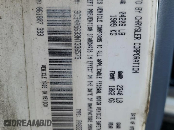 1992 Chrysler LeBaron z VIN 3C3XA5633NT336573, wystawiony jako Copart lot #54551495 z przebiegiem Nie podano mil oraz Tytuł czysty. Historia ofert i sprzedaży dostępna na DreamBid. Obrazek 12.