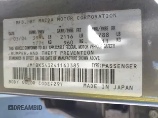 2004 Mazda 3 s with VIN JM1BK343241163385, listed as a IAAI auction lot 42165010 with 149,094 mi miles and . Bid and sale history available at DreamBid. Image 9.