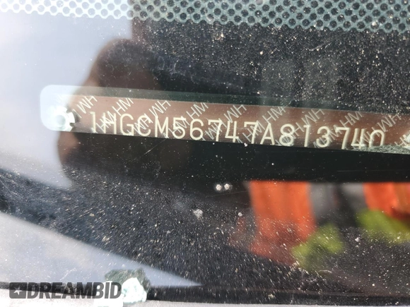 2007 Honda Accord EX с VIN 1HGCM56747A813740, выставлен на аукционе Copart как лот 59491495 с пробегом 304 230 миль миль и Списание • Salvage title. История ставок и продаж доступна на DreamBid. Изображение 12.