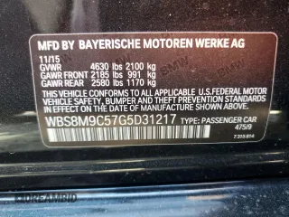 2016 BMW M3 with VIN WBS8M9C57G5D31217, listed as a Copart auction lot 56387555 with Not provided miles and Salvage title. Bid and sale history available at DreamBid. Image 12.