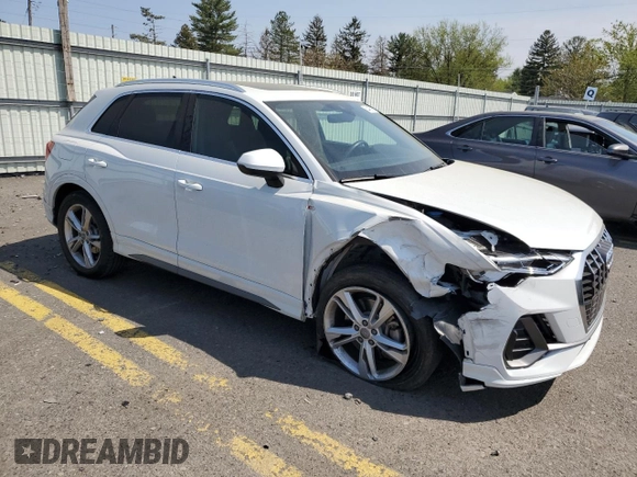 2020 Audi Q3 S line Premium Plus with VIN WA1EECF36L1030607, listed as a Copart auction lot 54425725 with 45,796 mi miles and Salvage title. Bid and sale history available at DreamBid. Image 4.